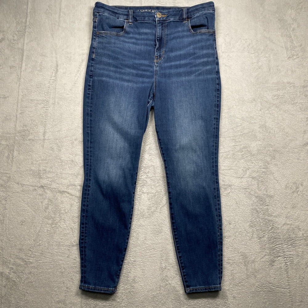 American Eagle Curvy Hi-Rise Jegging Women 14 Blue Medium Wash Stretch Denim